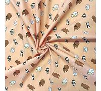 Polycotton Fabric Cute Bears Panda Polar Bear Brown Grizzly Bear Animals (Per Metre) (Orange)