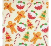Polycotton Fabric Gingerbread Christmas Candy Canes Xmas Pudding Tree (per metre)