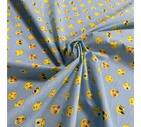 Polycotton Fabric Material Fun Emoji Emotions Faces Expressions Sold Per Metre 114cm Wide - ONE METRE