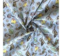 Polycotton Fabric Minibeasts Insects Animals Worm Caterpillar Butterfly Ladybird (per metre) (Sky)