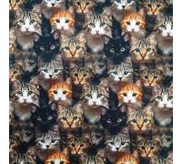 Polycotton Fabric Oh Sew Crafty Realistic Cat Print Kitties 110cm Wide (Price Per Metre)