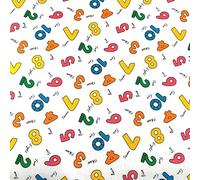 Polycotton Fabric Rainbow Numbers Words Learning Nursery School Kids (Price Per Metre) (Col. 1)