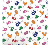 Polycotton Fabric Rainbow Numbers Words Learning Nursery School Kids (Price Per Metre) (Col. 2)