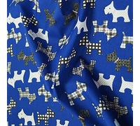 Polycotton Fabric Scottish Terrier Scottie Dogs Highland Royal (Per Metre)