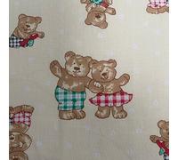 Polycotton Fabric Tartan Clothed Teddy Bears Hugging 114cm Wide - Fat Quarter