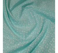 Polycotton Fabric White Floral Ditsy Flowers Pastel - Mint Green (Price Per Metre)