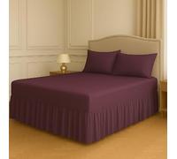 Polycotton Fitted Valance Sheet - Bed Skirt 25cm Deep with 30cm All-Around Frill - Soft Easy Care Wrinkle Resistant Base Cover - Secure Fit Bedding Valance (Plum, King)