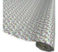 Polycotton Floral Fabric Material Blooming Colourful Spring Time Wild Flowers (One Metre) (Lil Bloom - Cream)