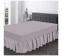 Polycotton Frilled Valance Base Sheet Single Size, Corner Elasticated Bed Wrap, Fit Under Mattress Bed Sheet, Grey