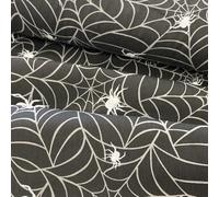 Polycotton Halloween Fabric, Spiderweb Design, 44" / 112 cm Wide (Black)