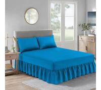 Polycotton Valance Fitted Sheet for Single, Double & King Size Bed 200 Thread Count Anti-Wrinkle Plain Soft Bedding with 25 cm Fitted Box and 30 cm Deep Frilled Drop