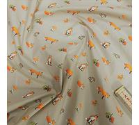 Polycotton Woodland Animal Fox Pattern in 4 Colours by The Metre 45" Wide (Half METRE) (Fox - TAN)