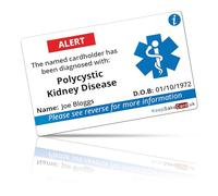 Polycystic Kidney Disease Medical I.C.E. Card - PVC - Waterproof - Fully Printed - No Pen Required