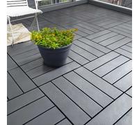 Pack of 12 Interlocking PVC Decking Tiles 30x30cm Nicoman Grey One Size
