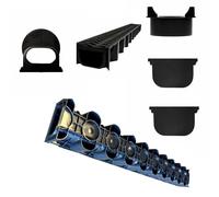 Polydrain Heelguard Heavy Duty A15 Linear Storm Water Shallow Flow Channel Drainage PVC Channel Driveway Aco Drain 1 metre Includes 2 x Endcaps 1 x Body Outlet 1 x End Outlet (9)