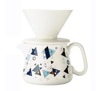 Polydremio Pour Over Coffee Maker, Ceramic Coffee dripper with 100 pcs Size 02 Paper Filter, Ceramic coffee Server with Lid, 450 ml, Suitable for 1-2 people (White A)