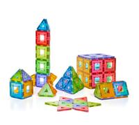 Polydron Translucent Kindermag Class Set - Rainbow Coloured Magnetic Learning Tiles - Educational Construction Building Blocks Toy - 96 Pieces - 12 months +