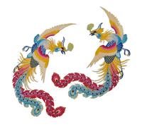 Polyester Applique Bird Sew Iron on Fabric Applique for Jackets Cultural Cheongsam Costume Dressmaking Resurrected Embroidered Label for Costumes