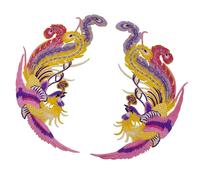 Polyester Applique Bird Sew Iron on Fabric Applique for Jackets Cultural Cheongsam Costume Dressmaking Resurrected Embroidered Label for Costumes