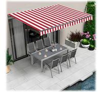 Polyester Awning Fabric Replacement - UV Protection Canopy Cloth for Balcony & Patio - 1.5/2/2.5/3/3.5/4.0m Wide - Red 5x3.5m Outdoor Sunshade Material