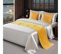 Polyester bed scarf，Decorative bed runner，Bed Runner ，European Style Simple Bed Scarf，Embroidered bed runner，Bed cover runner，Bed runner for guest room， for Bedroom Home Guesthouse Farmhouse(D,50*160c