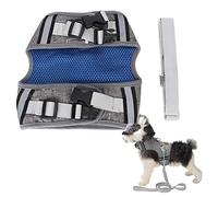 POLYESTER BREATHABLE MESH DOG CAT PET HARNESS PULLING TRACTION LEASH ROPE VEST FOR INCREASE PET RELATIONSHIP BLUE (L)