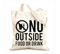 Polyester Cotton Beach Bag No Outside Food Or Drinks Allowed Sign Shop Open Cafe Restaurant Store 12 oz thick fabric Skin-friendly material 35x40cm Large