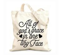 Polyester Cotton Storage bags all gods grace in one tiny face hand drawn 12 oz thick fabric Customizable slogan 25x30cm Small