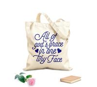 Polyester Cotton Storage bags all gods grace in one tiny face hand drawn 340g/m² thick fabric Customizable slogan