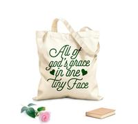 Polyester Cotton Storage bags all gods grace in one tiny face hand drawn 340g/m² thick fabric Customizable slogan