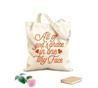 Polyester Cotton Storage bags all gods grace in one tiny face hand drawn 340g/m² thick fabric Customizable slogan
