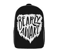 Polyester Daypack Funny Sleepy Bear Knapsack Waterproof School Backpack for Travel, Work, Camping, 42X32X14Cm