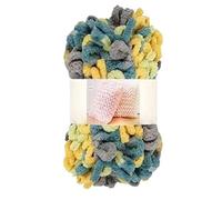 Polyester Finger Loop Yarn, Finger Loop Knitting Yarn Polyester No Needles DIY Scarves Blankets Pillows Multicolor(D351 LAN Huihuang)