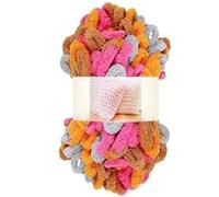 Polyester Finger Loop Yarn, Finger Loop Thread Donut Ear Yarn DIY Handmade Throw Pillow Thick Knitted Scarf Blanket Chunky Yarn Yarn Bulk Finger Knitting Yarn(D345 Red Sunrise)