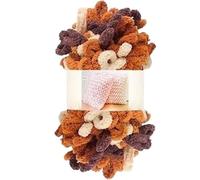 Polyester Finger Loop Yarn, Finger Loop Thread Donut Ear Yarn DIY Handmade Throw Pillow Thick Knitted Scarf Blanket Chunky Yarn Yarn Bulk Finger Knitting Yarn(D322 Cocoa Coffee)