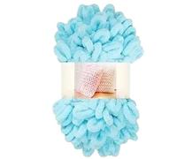 Polyester Finger Loop Yarn, Finger Loop Thread Donut Ear Yarn DIY Handmade Throw Pillow Thick Knitted Scarf Blanket Chunky Yarn Yarn Bulk Finger Knitting Yarn(6610 Light Blue)