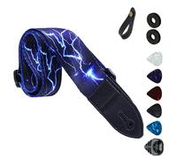 Polyester Guitar Strap Adjustable Length Guitar Strap For Bass And Electric For Ukulele Includes Picks And Buttons With Pick Pocket