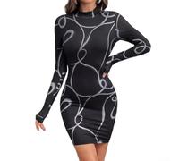 Polyester Half High Collar Dress for Women Regular Length | Soft polyester fabric, moderate elasticity, comfortable stretch, breathable material, easy care