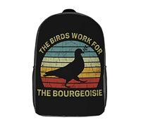 Polyester Knapsack Birds Work for The Bourgeoisie Funny Conspiracy Theory Daypack Durable Students Bookbag for Hiking, Camping, Work, 42X32X14Cm