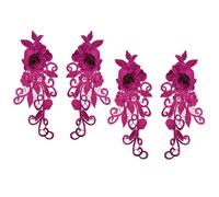 Polyester Lace Hollowed Out Embroidered Floral Lace Applique Patches with 3D Rose DIY Clothing Decorative Sewing Trim Craft 2 Pairs (Style 4)
