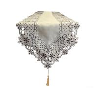 Polyester Lace Table For Runner with Floral Embroidery for Use as Table Cover Dust Cover and Cabinet Protector in Home and Hotel Settings (blue40*180)