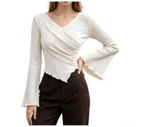 Polyester Long Sleeve Shirt Women Pure Color Basic | Irregular shoulder design, for slim fit silhouette, soft polyester fabric, daily casual wear, for versatile styling
