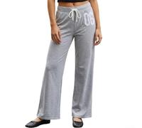 Polyester Lounge Pants Women Low Rise Drawstring(Gray S)