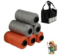 Polyester Macrame Cord 1mm 6x50g 2 coloured Polypropylene Latte Macrame Cord Crochet Macrame Bag Cord Crafts for Wall Hangings, Bags, Underplate, Rug (Orange&Grey)