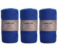 Polyester Macrame Cord 2mm x 125 Yards, 100% Polypropylene Premium Macrame Rope, Colorful Yarn Crochet Macrame Bag Craft for Wall Hangers, Bags, Bottom Plates, Carpets (Royal Blue, 3 Skein)