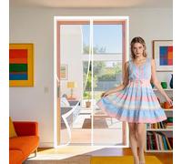 Polyester Magnetic Door 100 x 297 cm No Tools Installation Heavy Duty Fly Screen Door Mesh Screen Curtain Easy to Install Without Drilling for Living Room, Bedroom, Patio, White