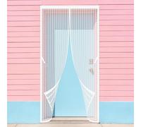 Polyester Magnetic Door 101 x 275 cm Full Frame Magic Tape Screen Mesh Insect Protection Door Keeps Flies Mosquitoes Out for Home, Bedroom, Living Room, Kitchen, Patio, White
