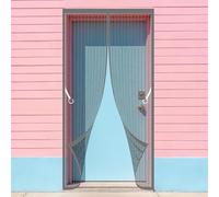 Polyester Magnetic Door 101 x 289 cm Full Frame Magic Tape Screen Mesh Insect Protection Door Keeps Flies Mosquitoes Out for Home, Bedroom, Living Room, Kitchen, Patio, Grey
