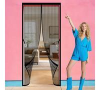 Polyester Magnetic Door 101 x 289 cm Powerful Magnets that Snap Shut Automatically Nets Patio Curtain Keep Bugs Out Lets Fresh Air in for Living Room, Bedroom, Patio, Black