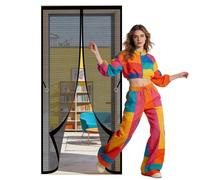Polyester Magnetic Door 108 x 296 cm Self Sealing, Hands Free Magnetic Fly Screen for Doors Keep Bugs Out Lets Fresh Air for Living Room, Bedroom, Patio, Black